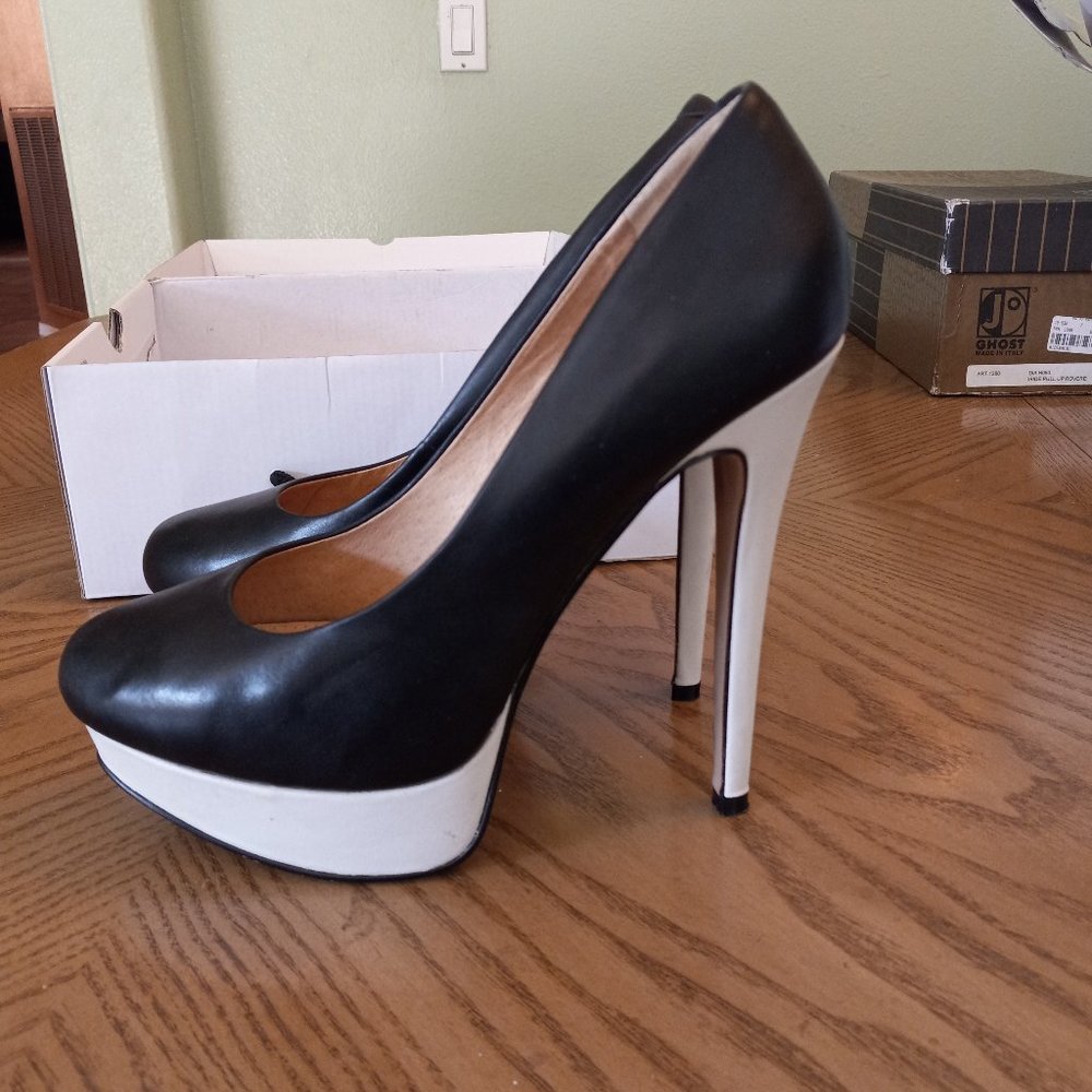 Aldo Black and White Platform Heels